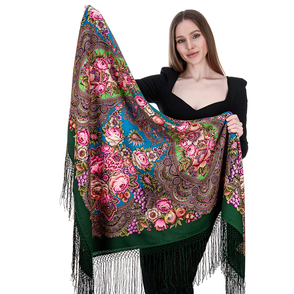 Платок ПавлоПосадский шерстяной «Цвет граната» 148х148 см - интернет магазин Русь Велика я фото 1