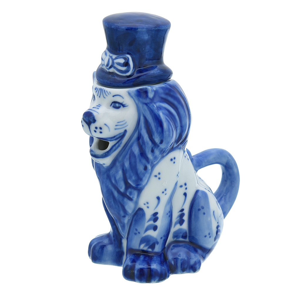 Чайник коллекционный «Лев». Гжель - интернет магазин Русь Велика я 