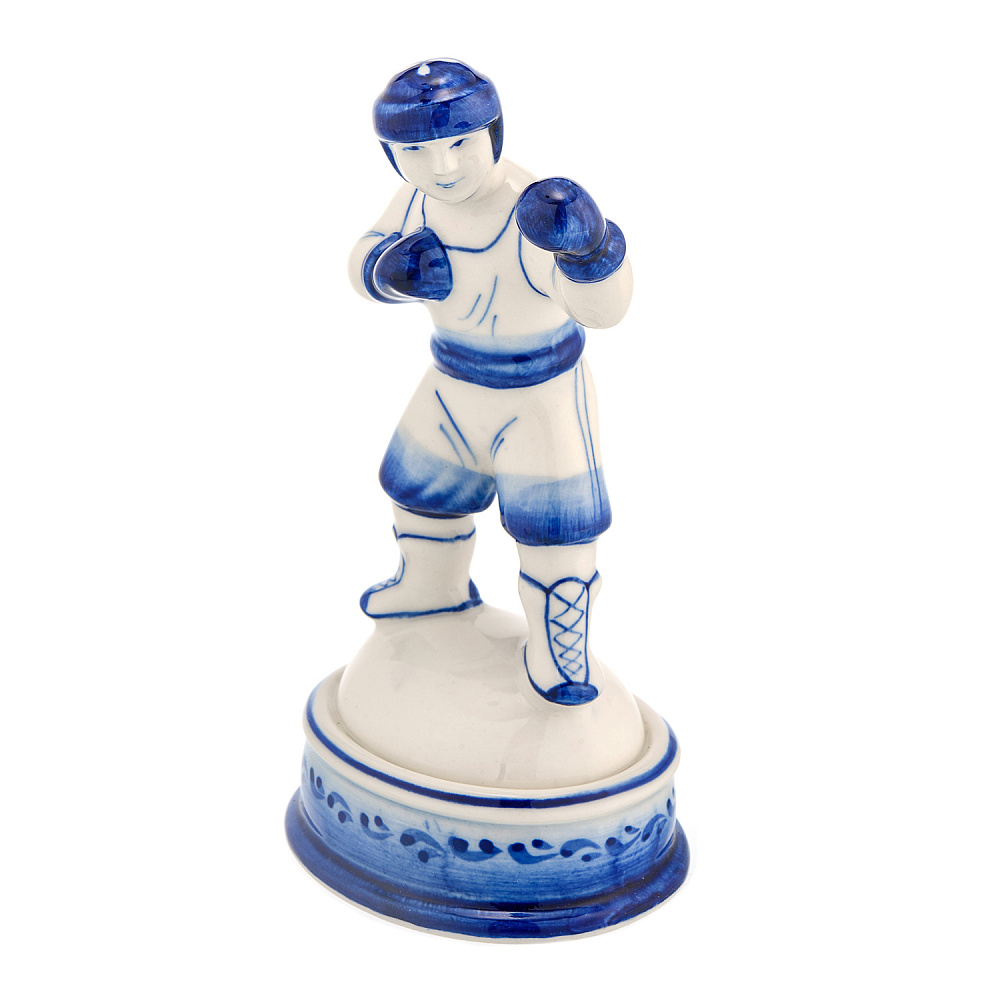 Статуэтка «Боксер». Гжель - интернет магазин Русь Велика я фото 1