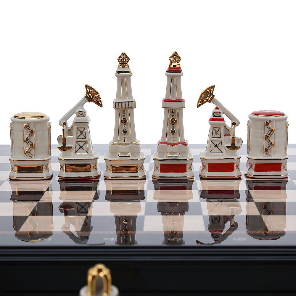 Шахматы с фигурами из фарфора «Нефть» 48х48 см - интернет магазин Русь Велика я фото 5