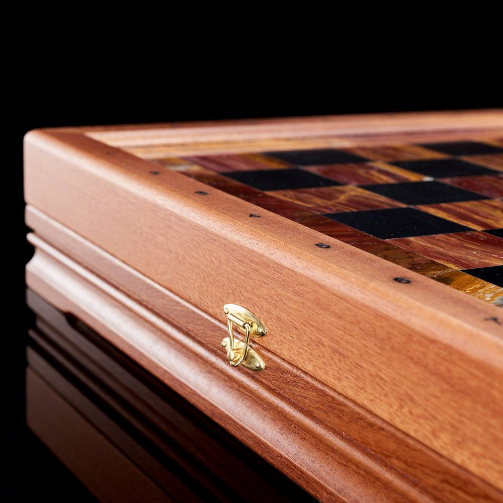 Шахматы деревянные с полем и фигурами из мрамора «Американские» 43х43 см - интернет магазин Русь Велика я фото 8