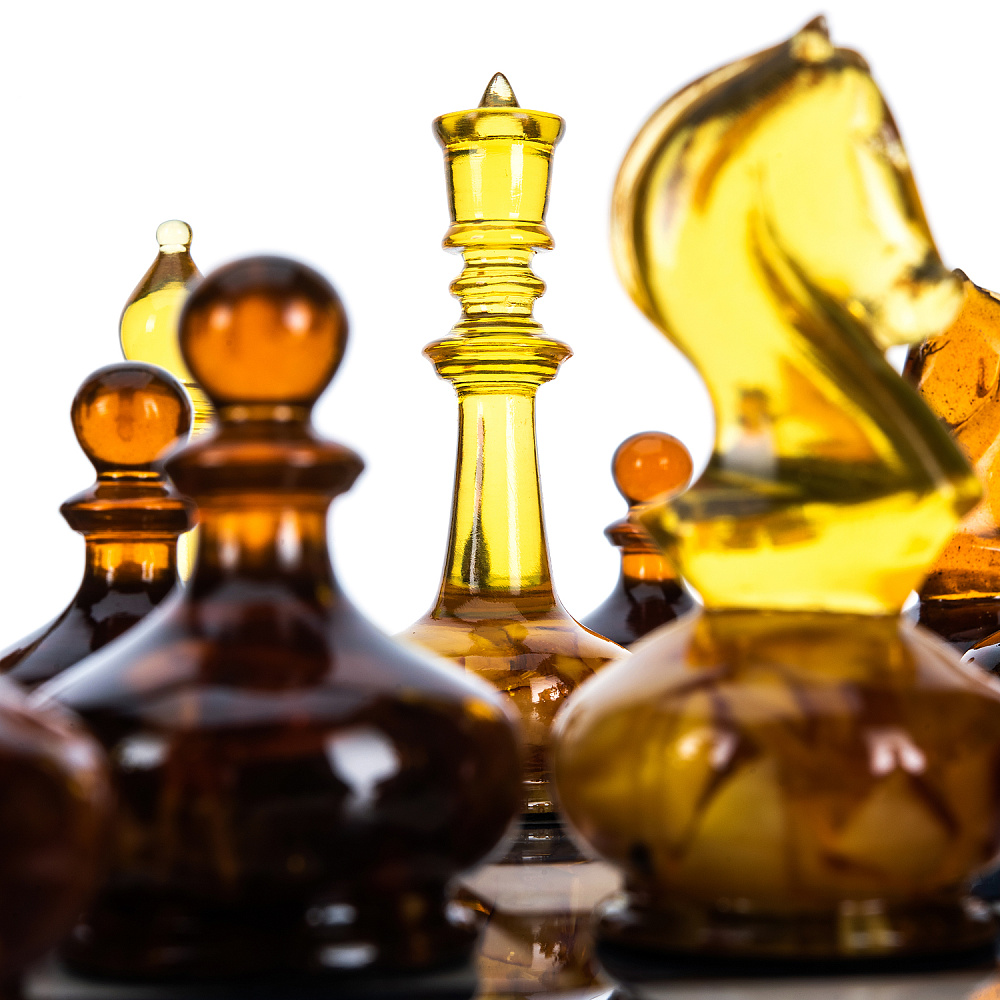 Шахматы с перламутром и янтарными фигурами 45х45 см - интернет магазин Русь Велика я фото 9