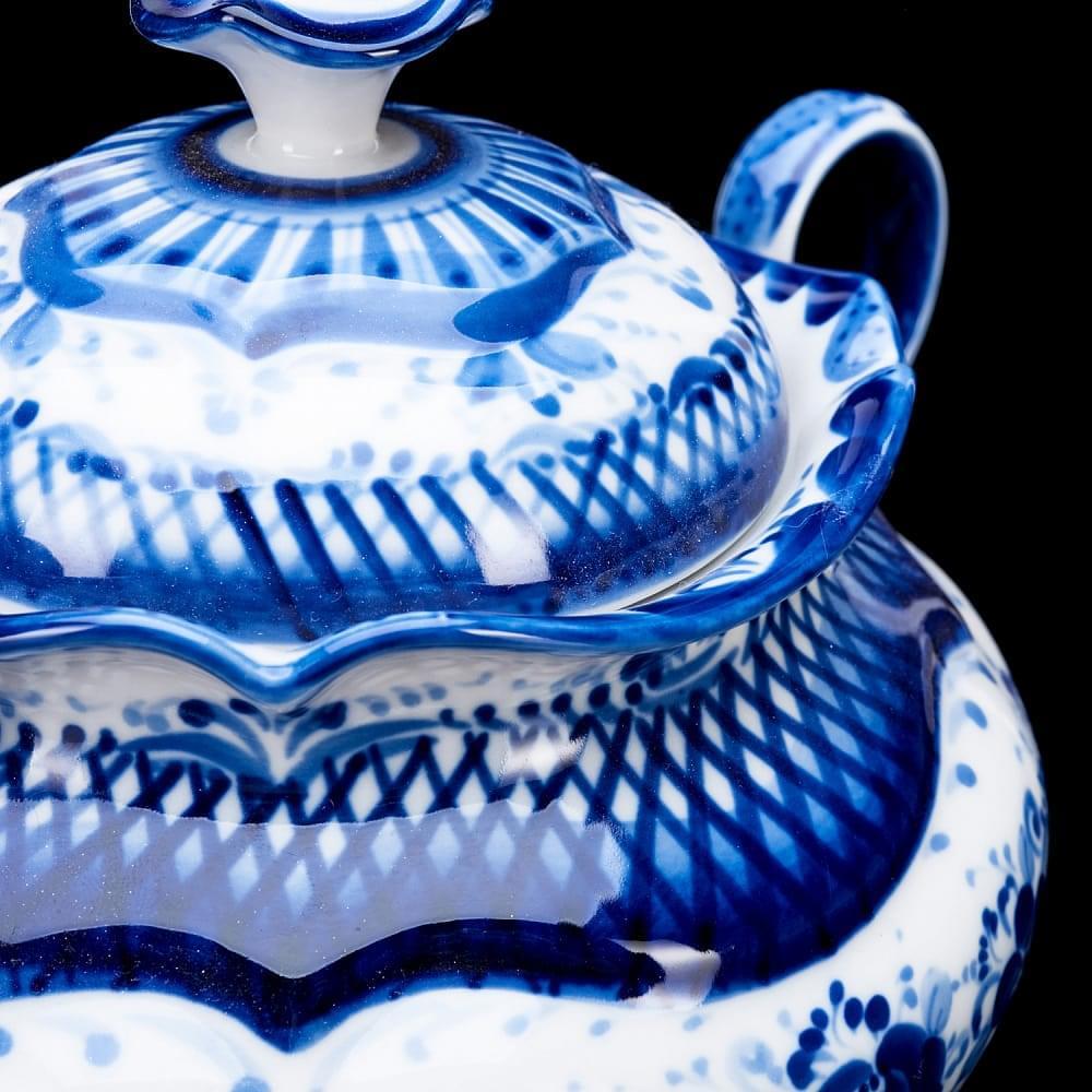 Сахарница «Купец». Роспись Гжель - интернет магазин Русь Велика я фото 3