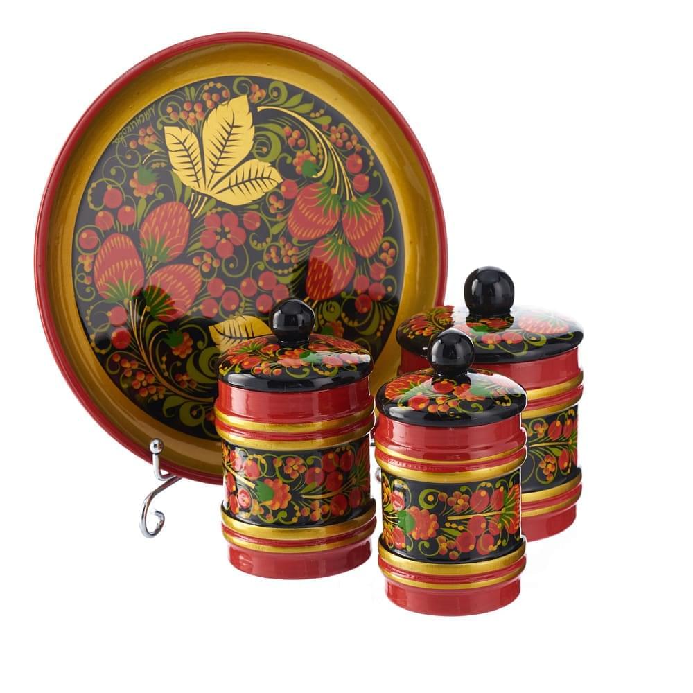 Деревянный набор для специй «Русь». Хохлома - интернет магазин Русь Велика я фото 1