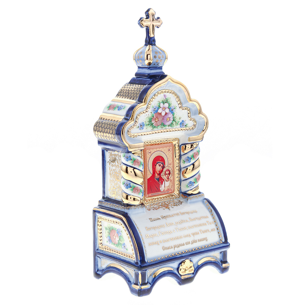 Киот настольный «Божья Матерь Казанская». Гжель 10х23 см - интернет магазин Русь Велика я фото 2