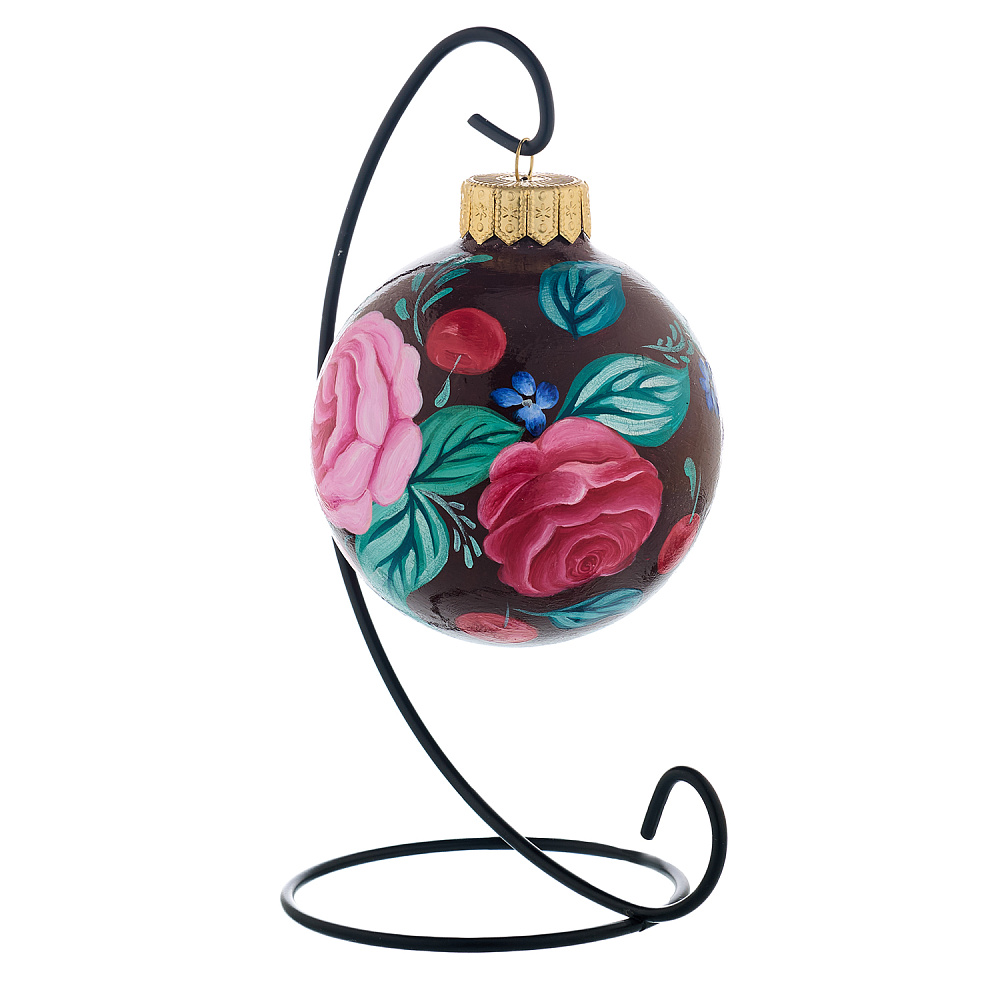 Елочный шар с ручной росписью «Жостово. Цветы» - интернет магазин Русь Велика я фото 2