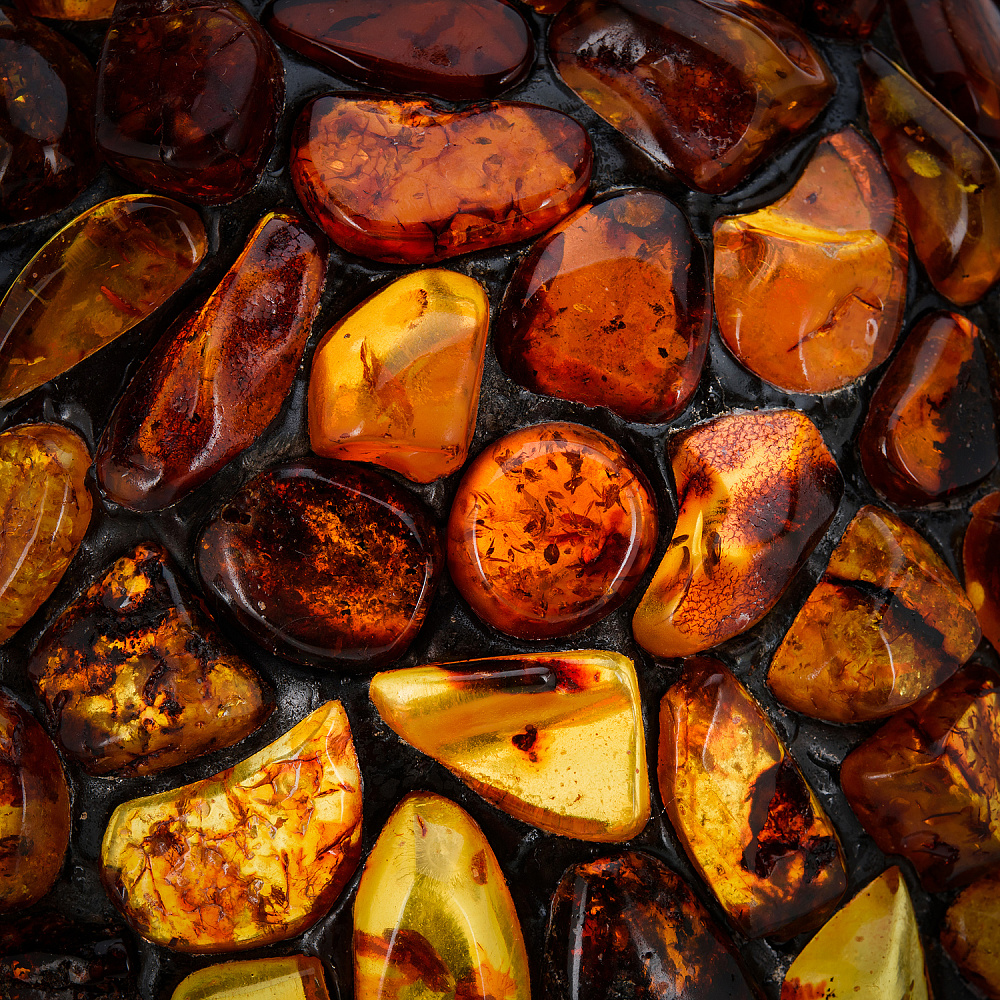 Настольная лампа из янтаря и бронзы. Высота 47 см - интернет магазин Русь Велика я фото 5