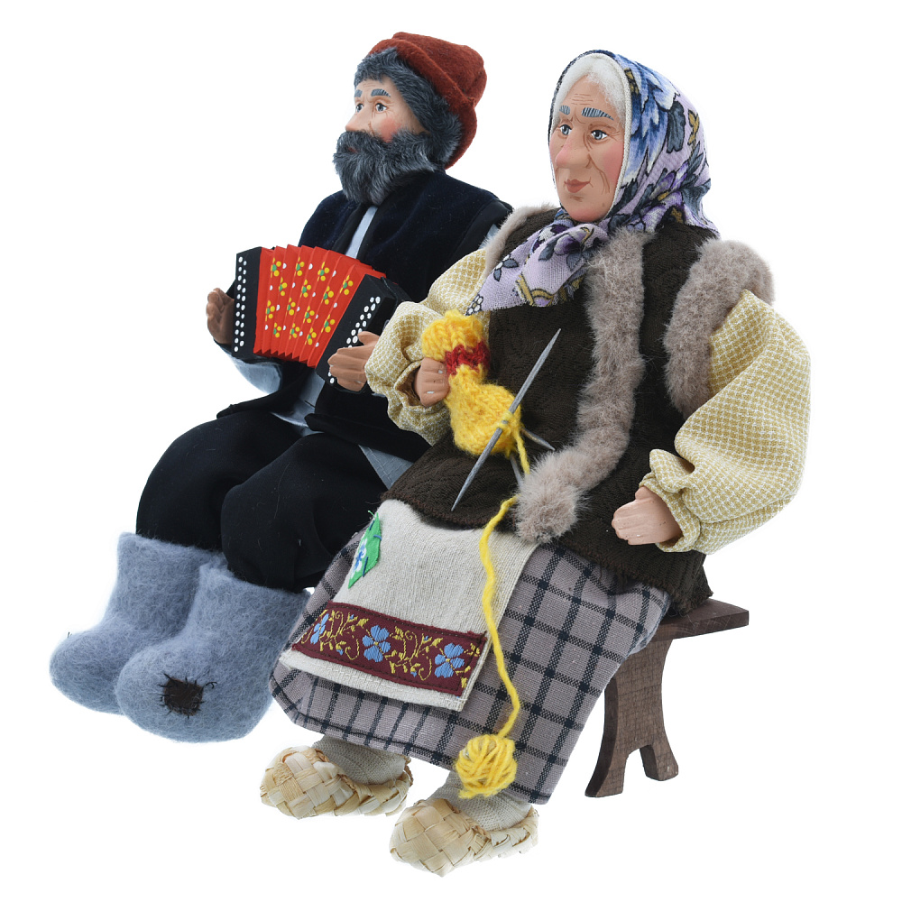 Коллекционные куклы ручной работы «Дед с бабкой на лавочке» - интернет магазин Русь Велика я фото 1