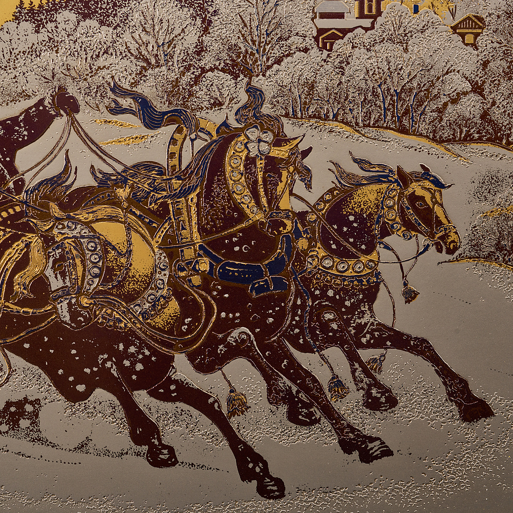 Панно-гравюра «Русская удаль». Златоуст 43х30 см - интернет магазин Русь Велика я фото 1