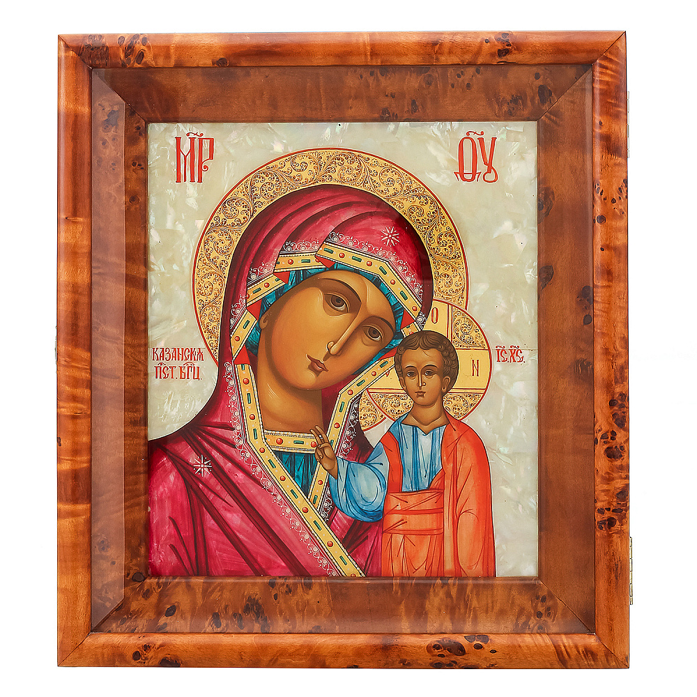 Икона на перламутре «Божья Матерь Казанская» 34 х 38 см - интернет магазин Русь Велика я 