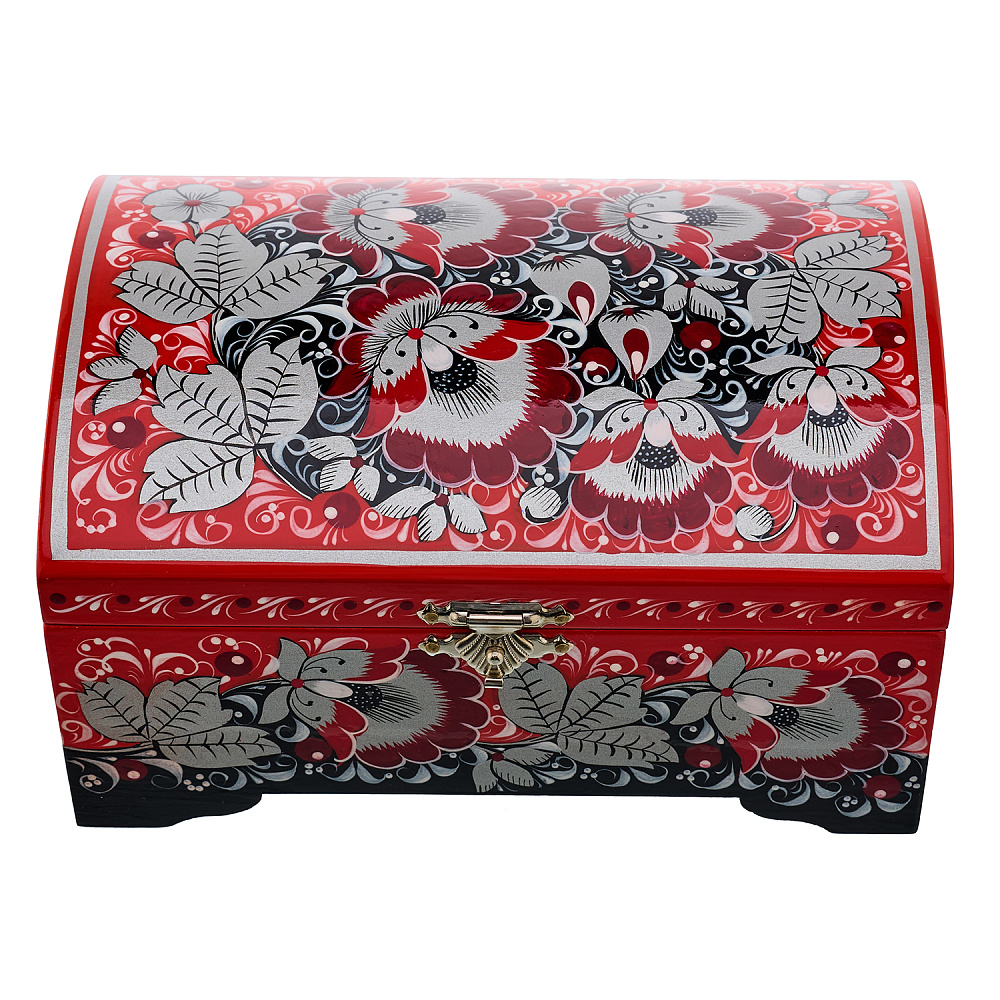 Шкатулка-сундучок «Цветы». Хохлома - интернет магазин Русь Велика я 