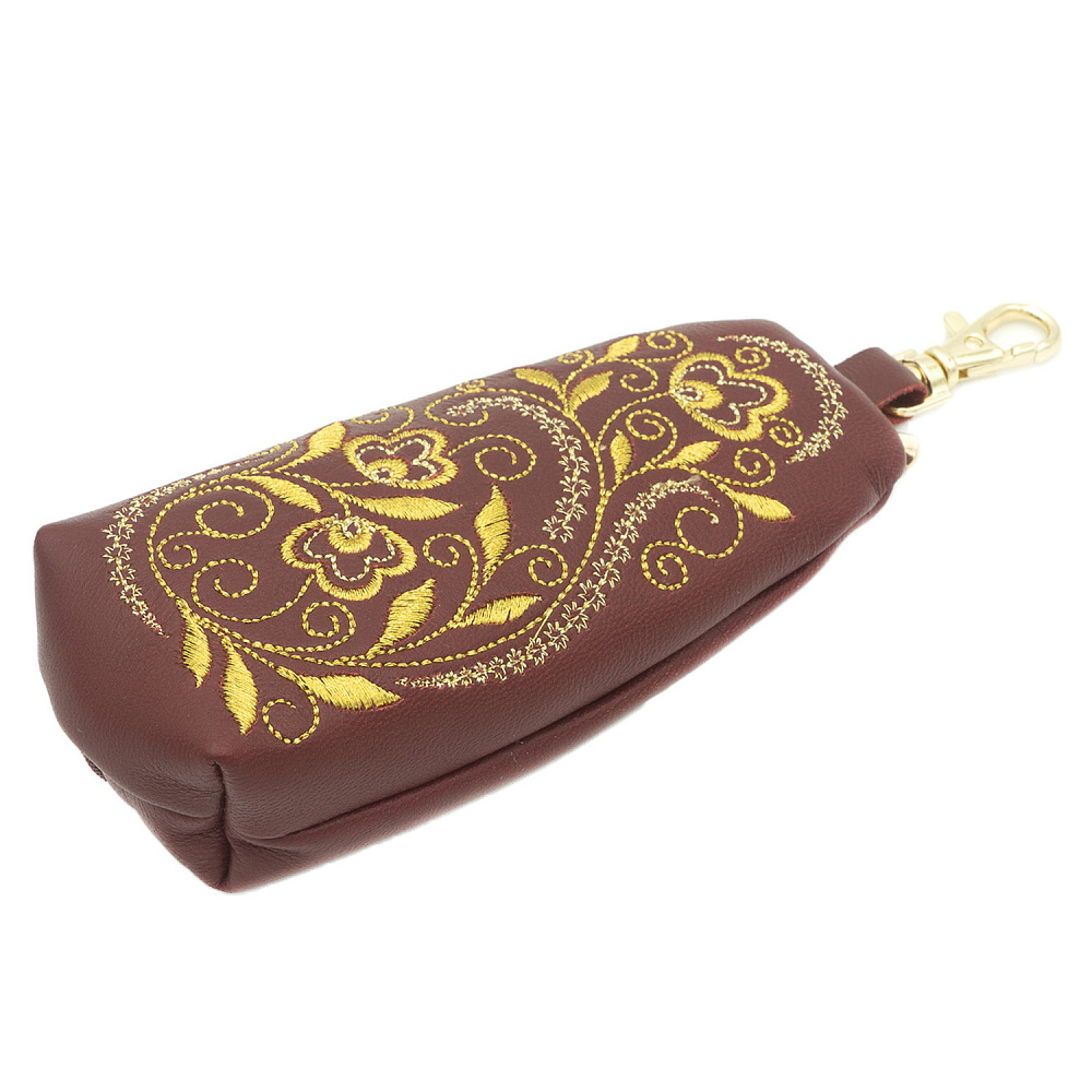 Ключница «Цветы». Бордовая с вышивкой - интернет магазин Русь Велика я фото 1