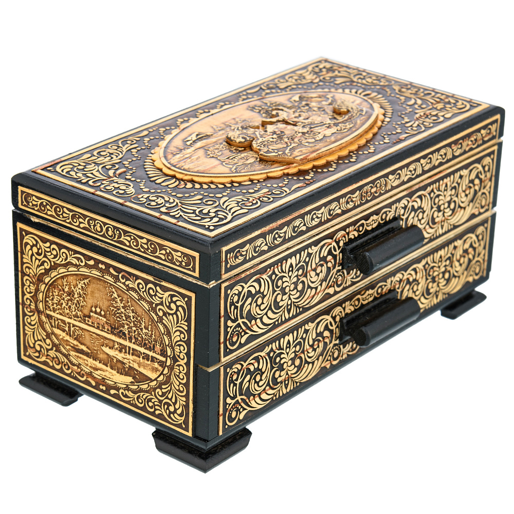 Шкатулка-ларец из бересты «Тройка» - интернет магазин Русь Велика я фото 1