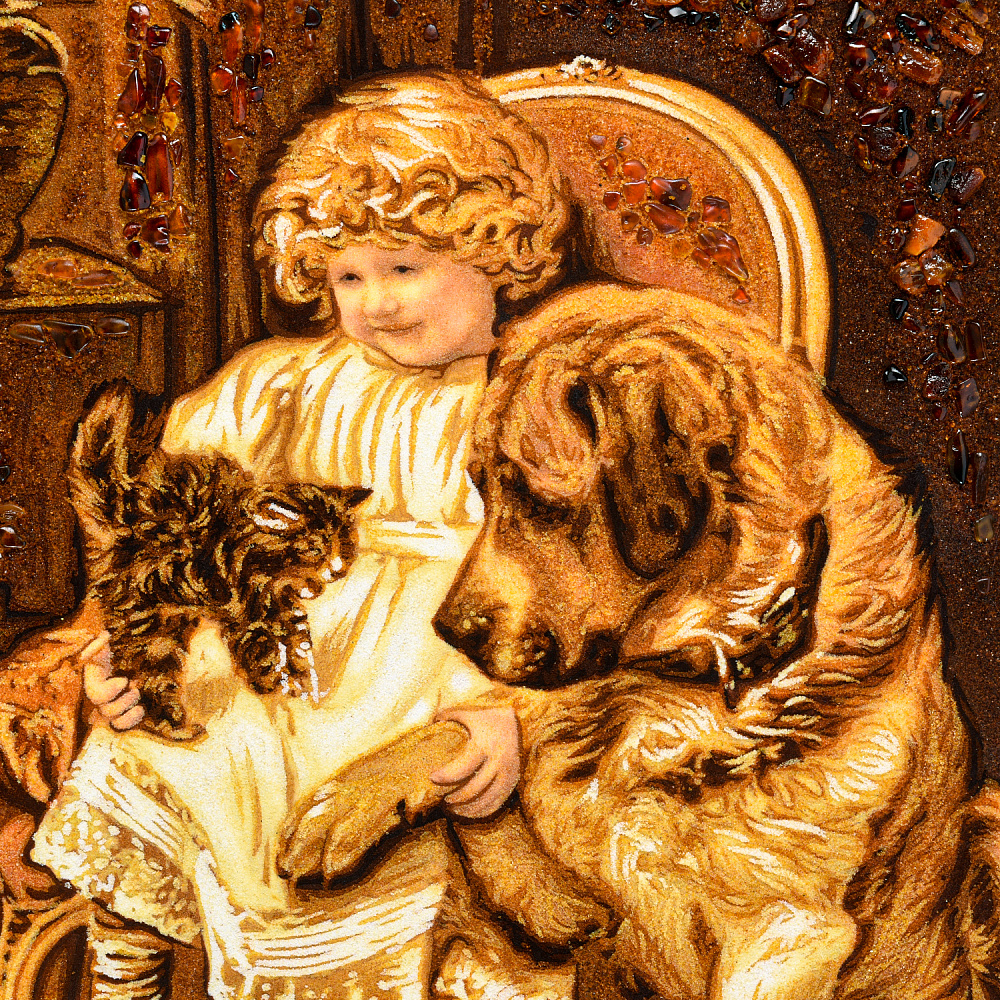 Картина янтарная «Верные друзья» 60х80 см - интернет магазин Русь Велика я фото 1