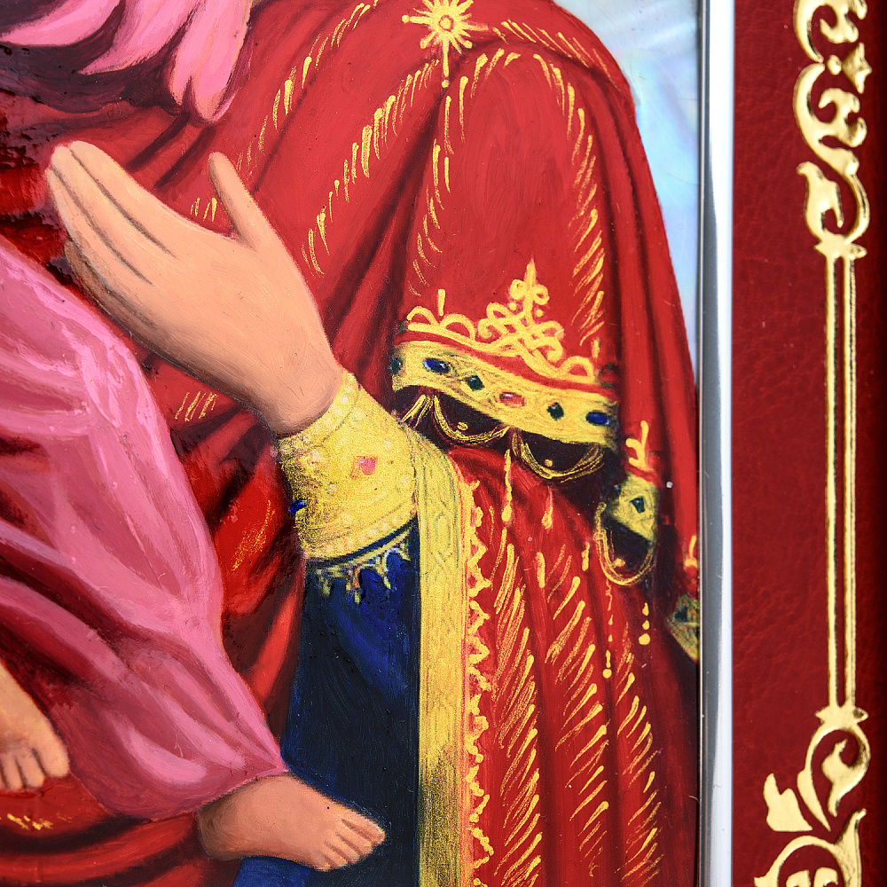 Икона на перламутре «Божья Матерь Владимирская» 35х30 см - интернет магазин Русь Велика я фото 3
