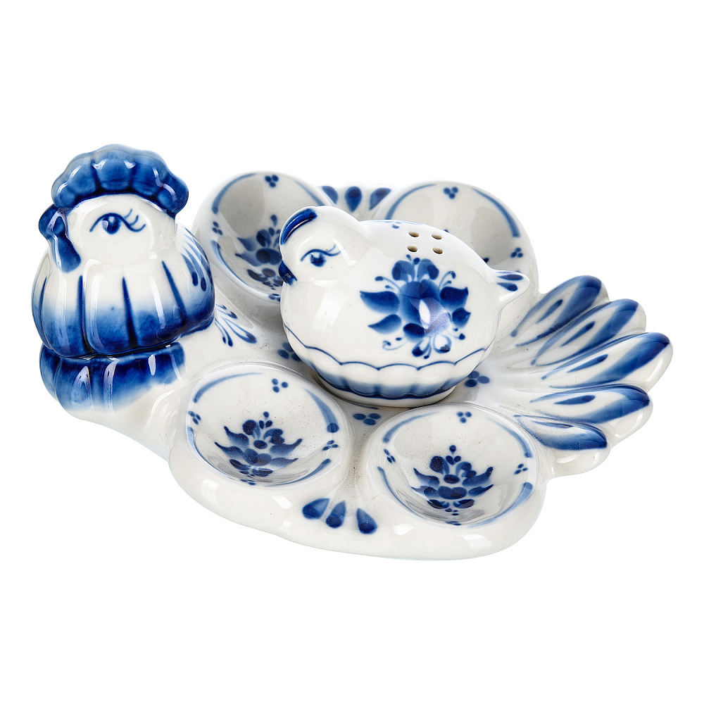 Пасхальница с солонкой «Петушок». Гжель - интернет магазин Русь Велика я фото 4