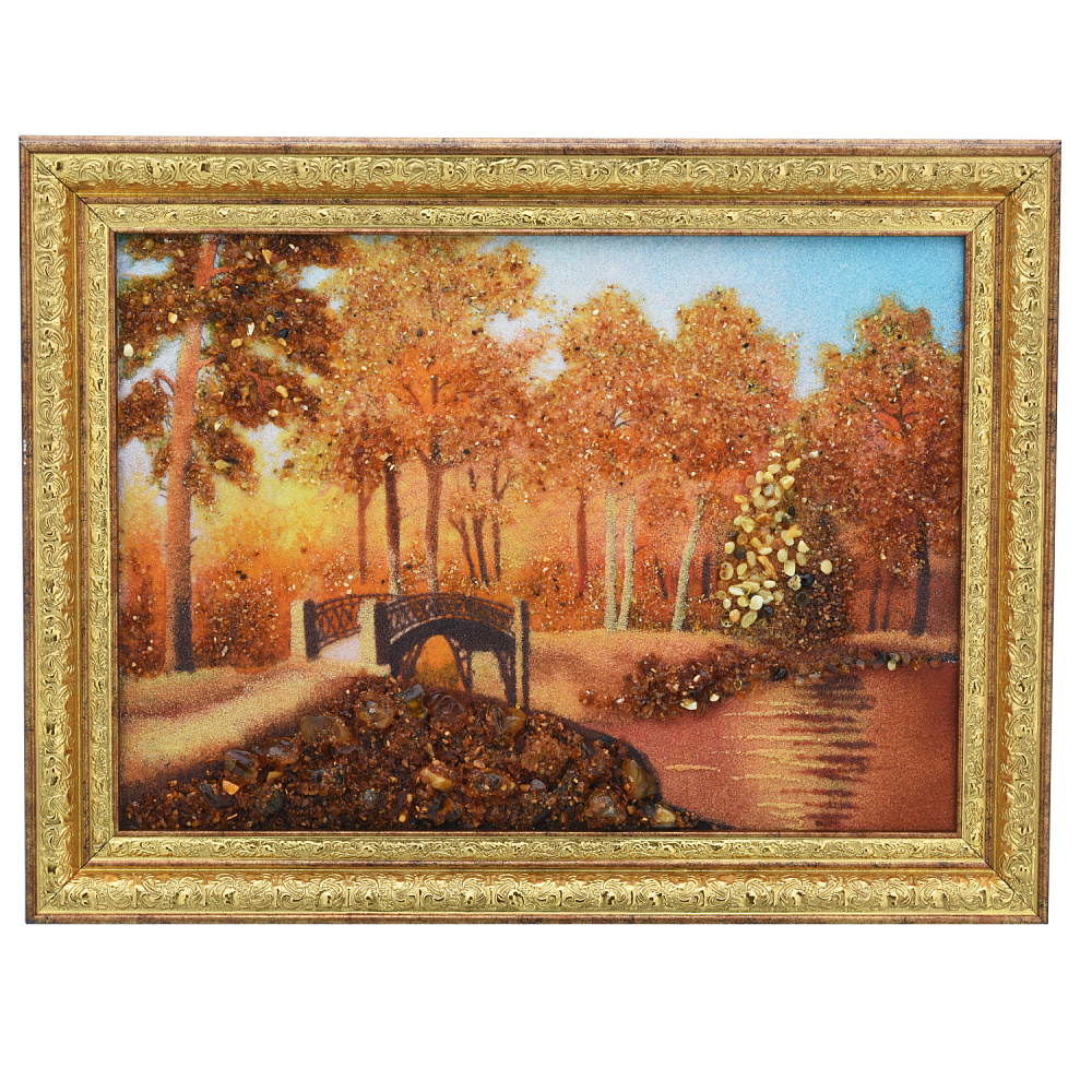 Картина янтарная «Осень» 30х40 см - интернет магазин Русь Велика я 