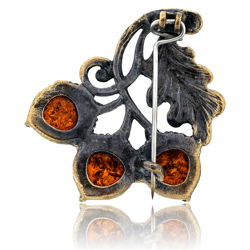 Брошь с янтарем «Желуди» - интернет магазин Русь Велика я фото 1