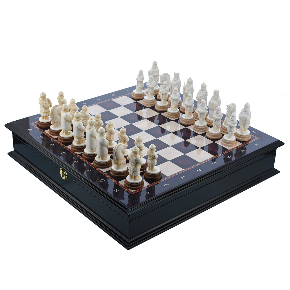 Шахматы с фигурами из кости «Куликово поле» 48х48 см - интернет магазин Русь Велика я 