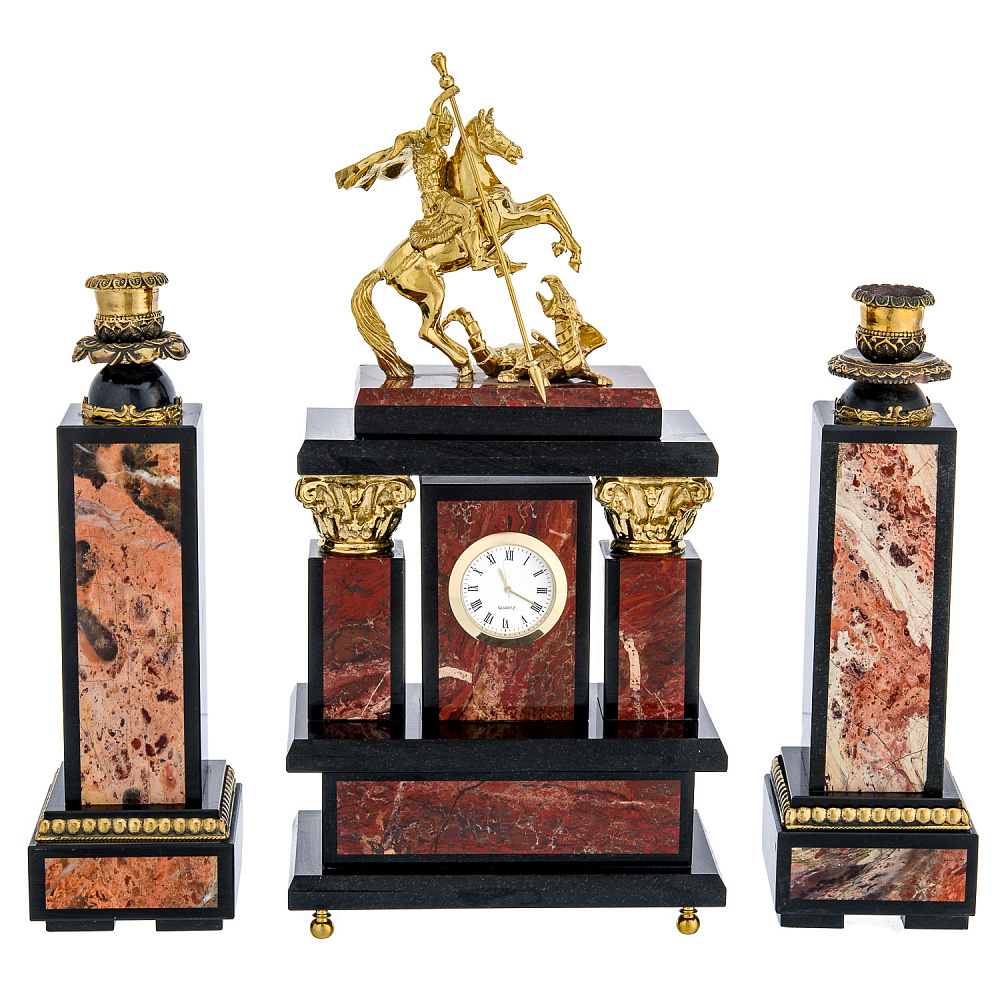 Часы в наборе с подсвечниками «Георгий Победоносец» - интернет магазин Русь Велика я фото 1