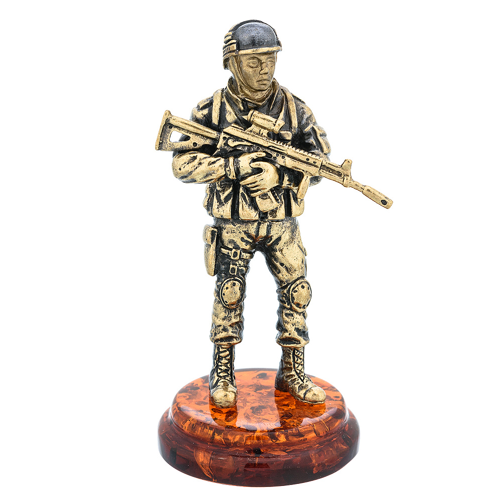 Статуэтка с янтарем «Боец» - интернет магазин Русь Велика я 