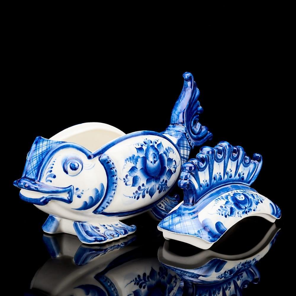 Шкатулка «Царь-Рыба» Гжель - интернет магазин Русь Велика я фото 1