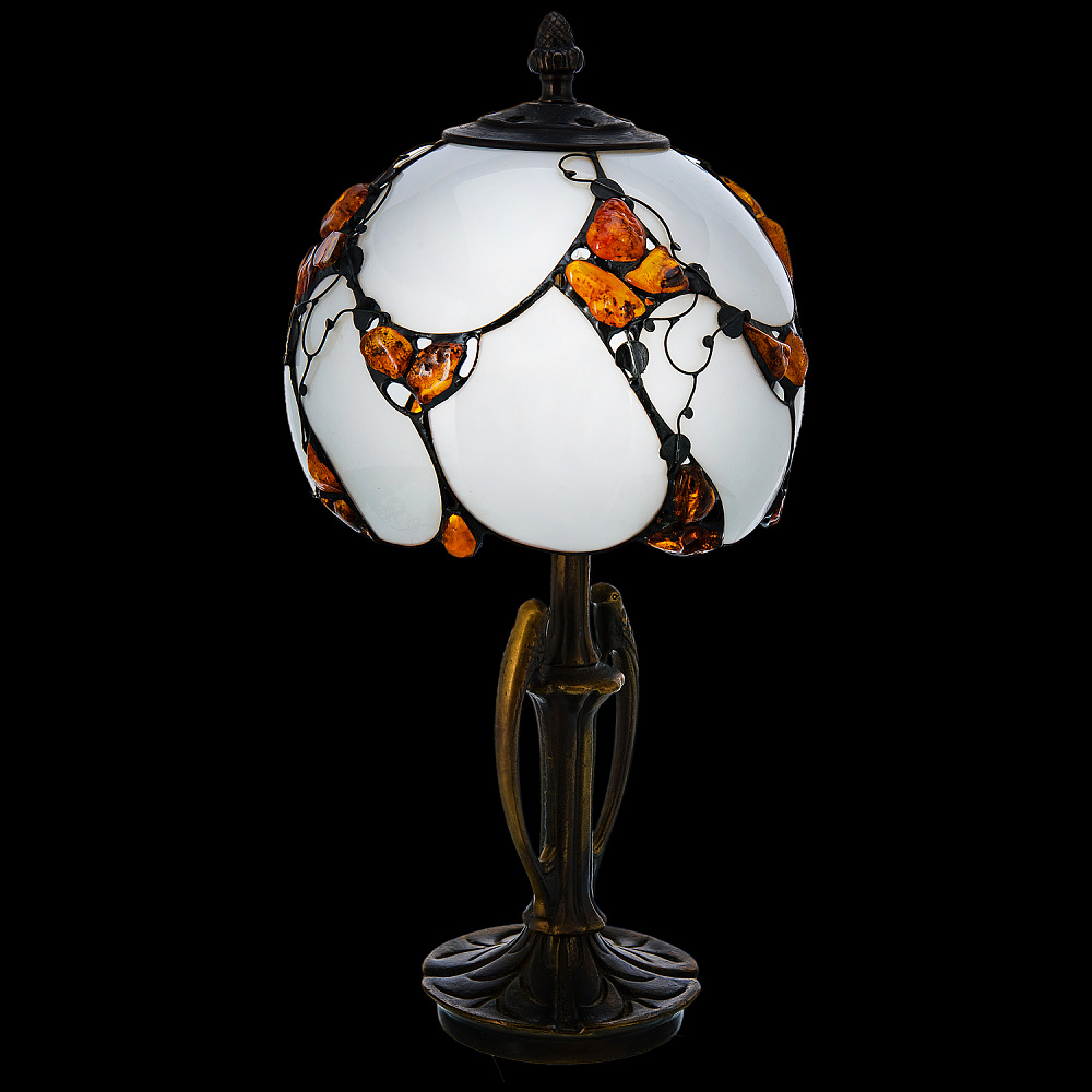 Настольная лампа из янтаря и бронзы. Высота 39 см - интернет магазин Русь Велика я фото 5