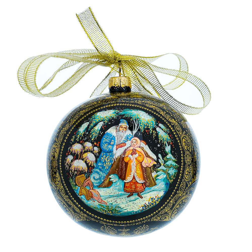 Новогодний елочный шар с росписью «Тройка» - интернет магазин Русь Велика я фото 2