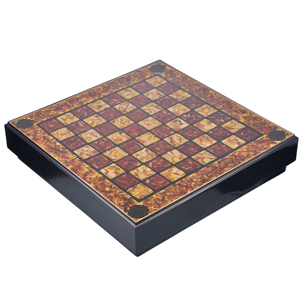 Шахматы с инкрустацией и фигурами из янтаря «Камелот» 45х45 см - интернет магазин Русь Велика я фото 10