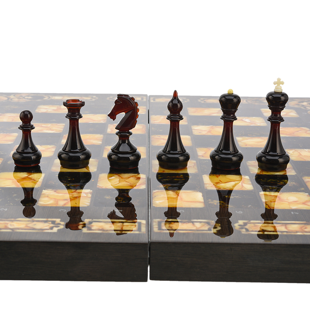 Шахматы с янтарными фигурами «Арабески-Марин» 56х56 см - интернет магазин Русь Велика я фото 4