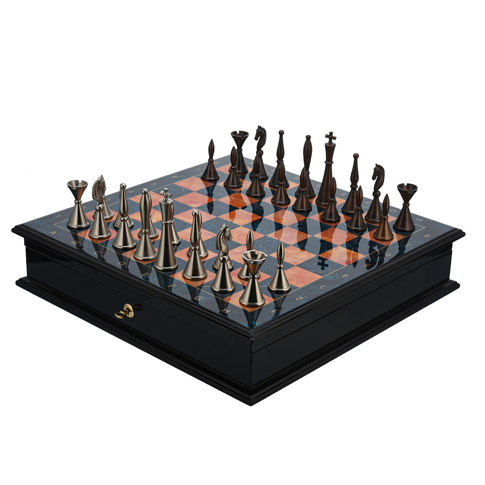 Шахматы с металлическими фигурами 45х45 см - интернет магазин Русь Велика я 