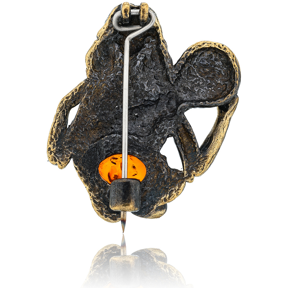 Брошь с янтарем «Знак зодиака Водолей» - интернет магазин Русь Велика я фото 1