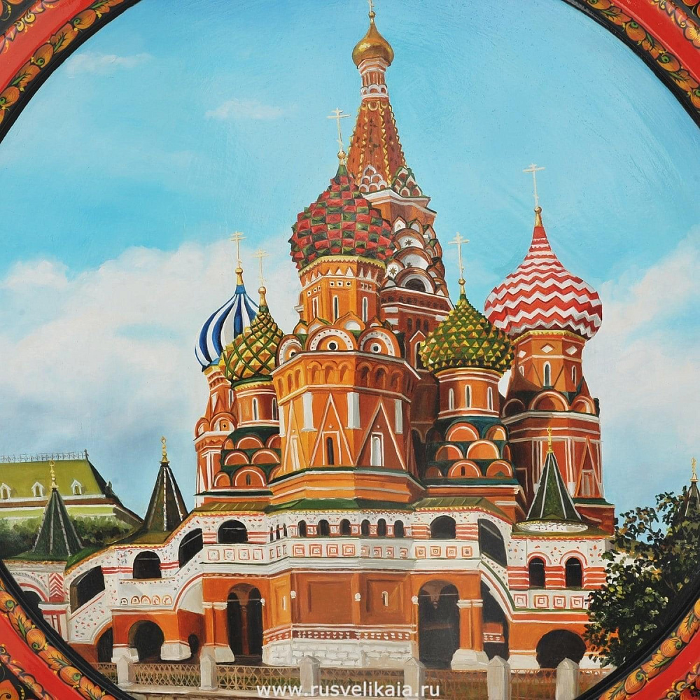 Панно «Храм Василия Блаженного». Хохлома 66,5 х 69 см - интернет магазин Русь Велика я фото 1