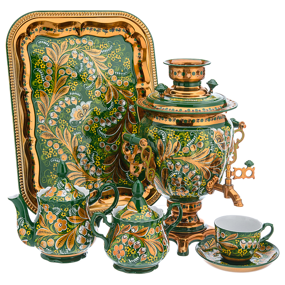 Самовар электрический 3л с сервизом «Ландыш». Хохлома - интернет магазин Русь Велика я фото 3