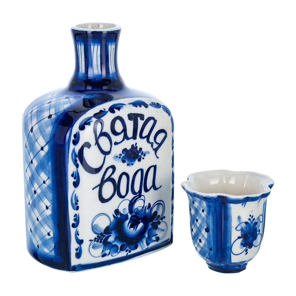 Штоф «Святая вода». Гжель - интернет магазин Русь Велика я фото 1