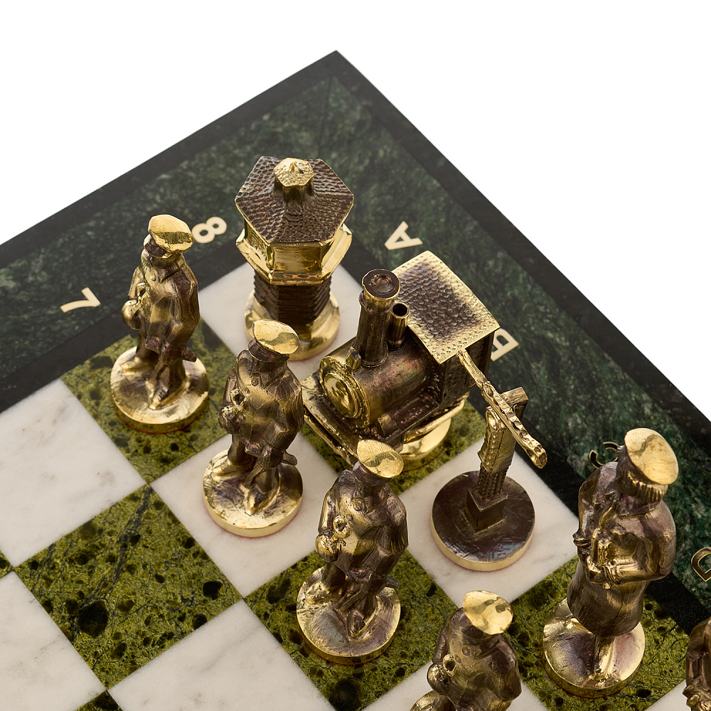 Шахматы из камня и бронзы «Железнодорожные» 42х42 см - интернет магазин Русь Велика я фото 3