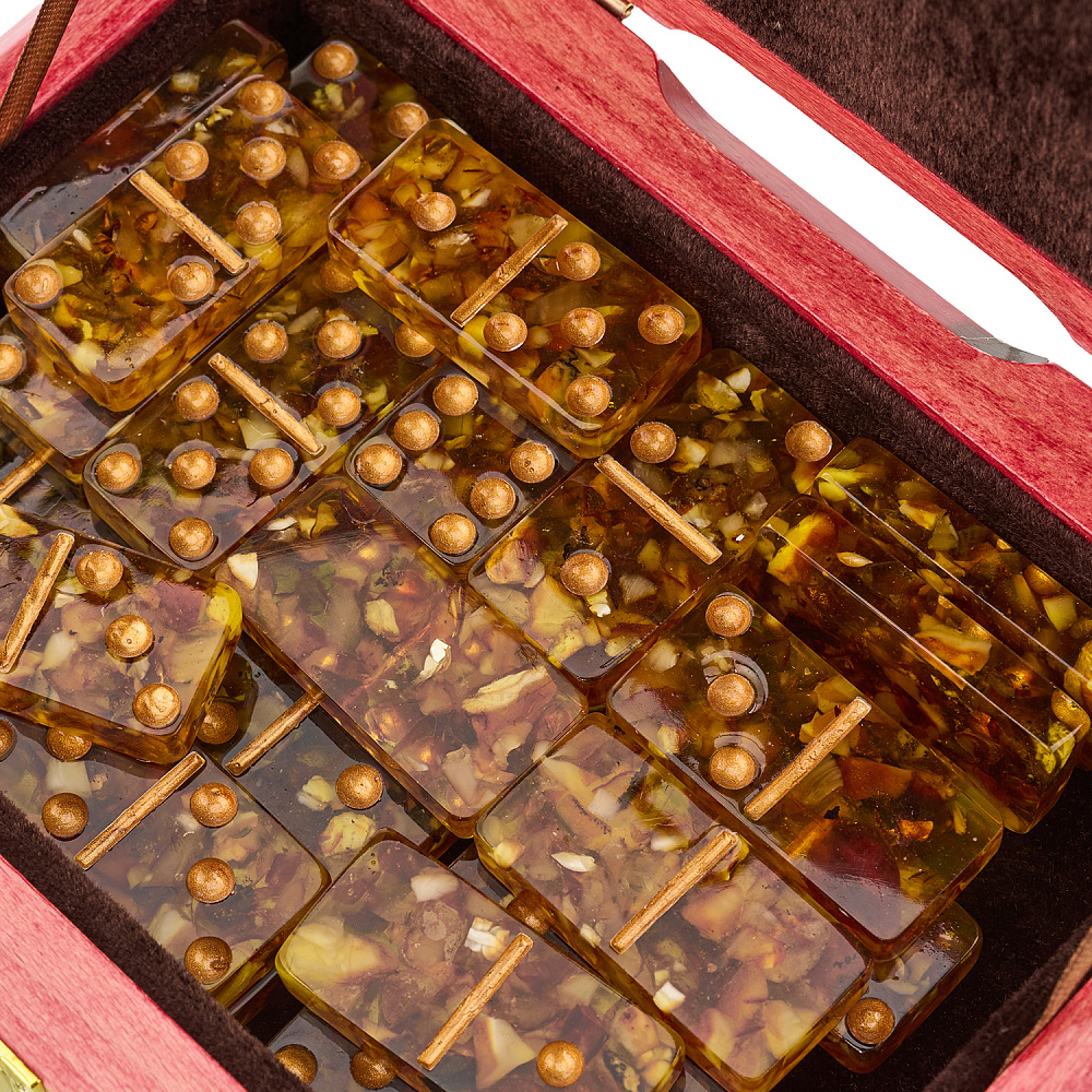 Домино в шкатулке из янтаря «Герб РФ» - интернет магазин Русь Велика я фото 4