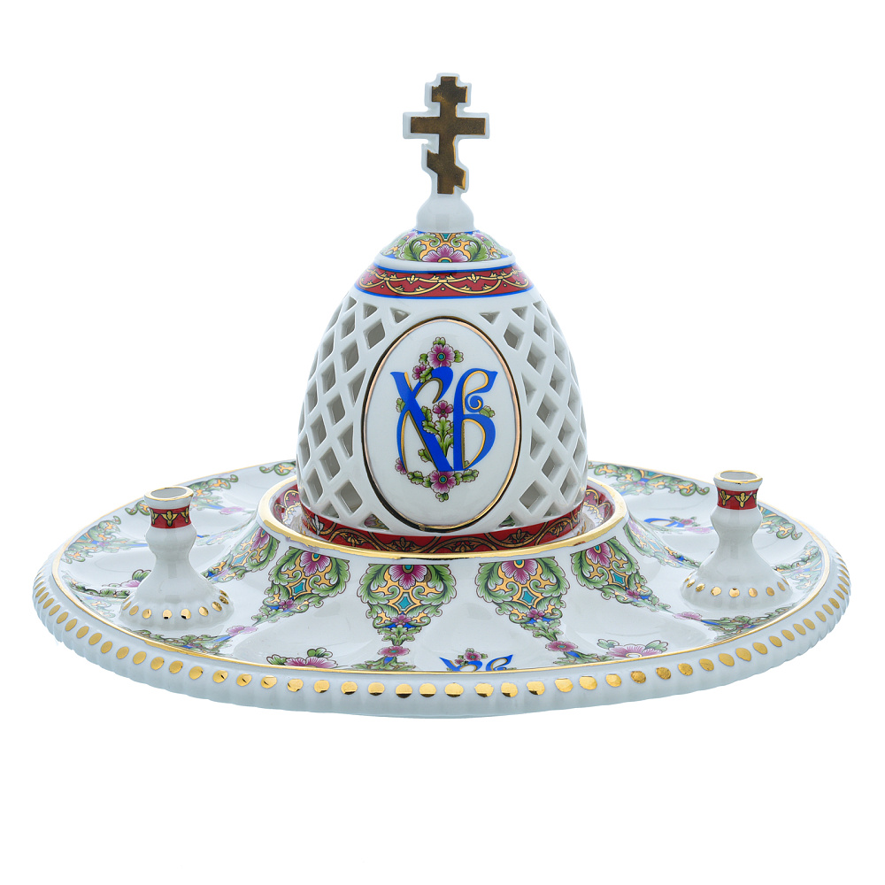 Пасхальница с ажурной крышкой. Гжель в цвете и золоте - интернет магазин Русь Велика я фото 3