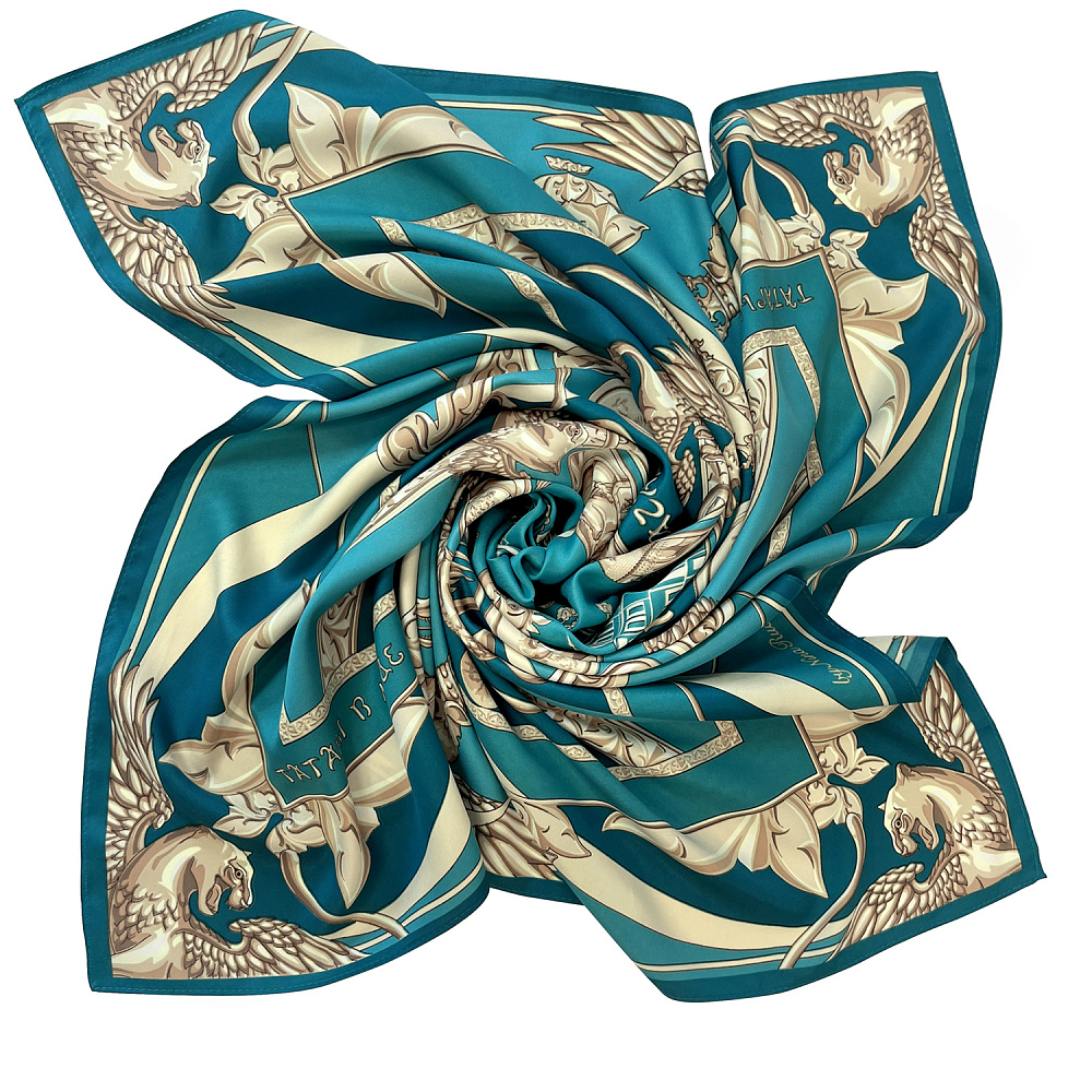 Платок шелковый «Казань драгоценная» 90х90 см - интернет магазин Русь Велика я фото 1