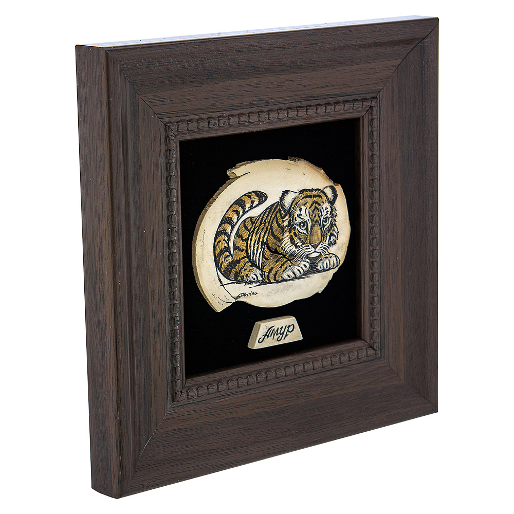 Панно из кости «Тигренок» 17 х 17 см - интернет магазин Русь Велика я фото 2