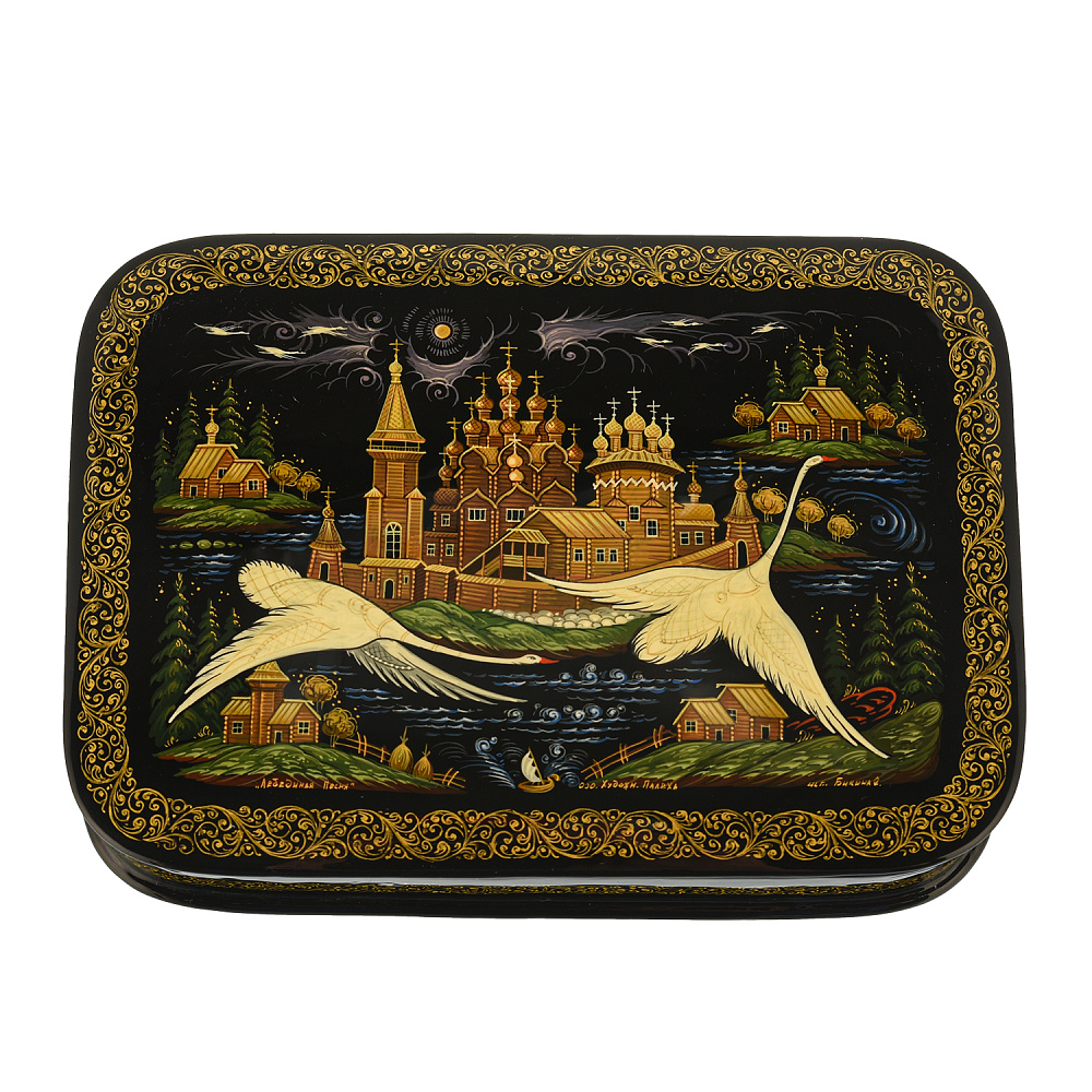 Шкатулка с художественной росписью «Лебединая песня» - интернет магазин Русь Велика я 