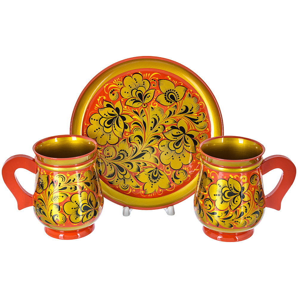 Питейный набор для пива «Золотая кудрина». Хохлома - интернет магазин Русь Велика я 