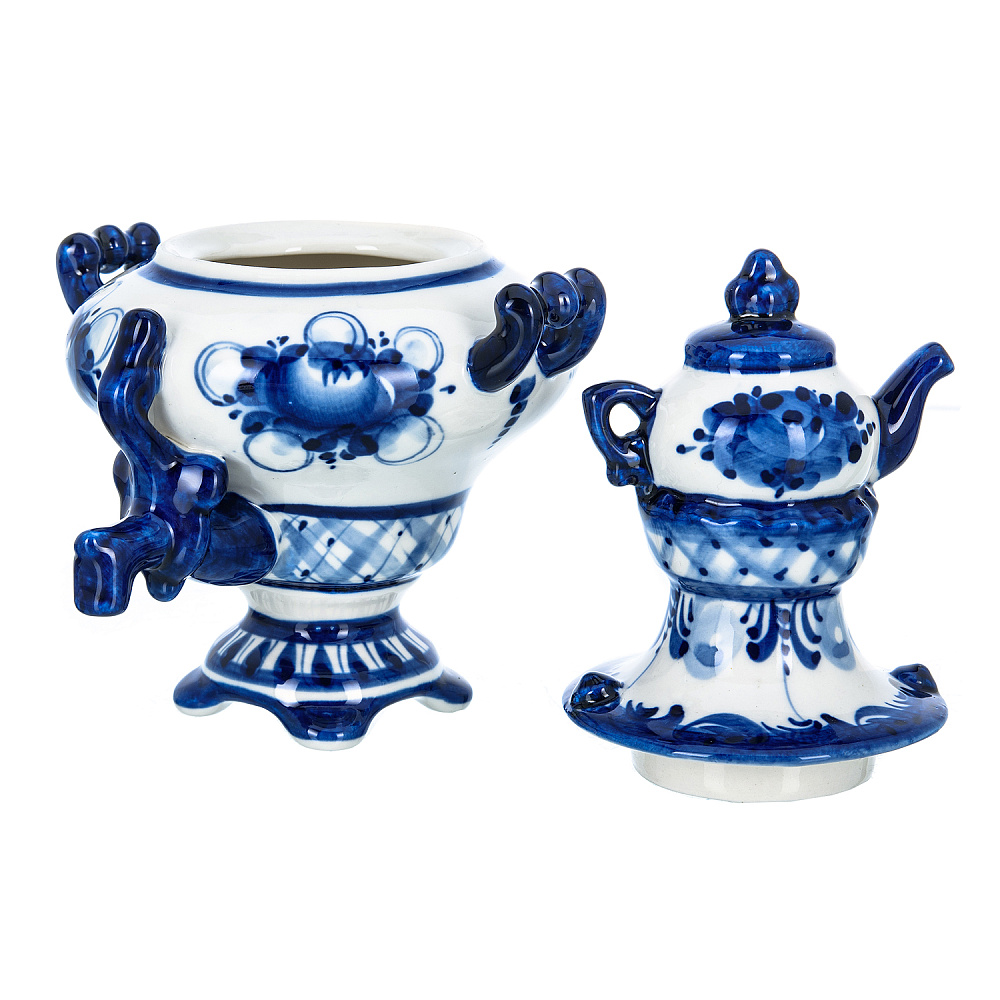 Сувенирный самовар-шкатулка. Гжель - интернет магазин Русь Велика я фото 1