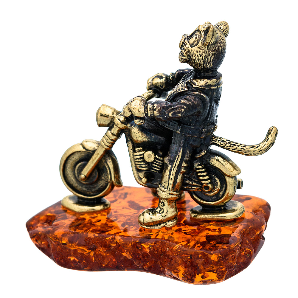 Статуэтка с янтарем «Кот байкер» - интернет магазин Русь Велика я фото 3