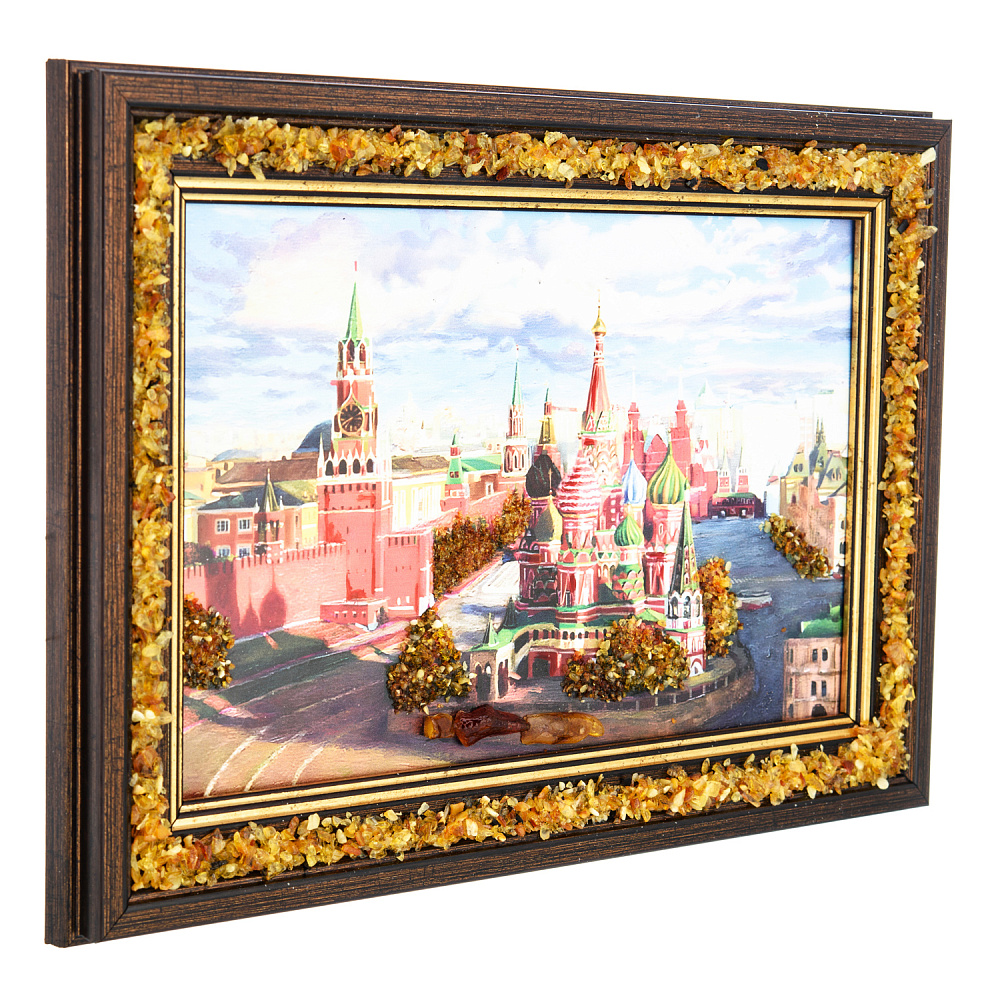 Картина янтарная «Храм Василия Блаженного» 24х15 см - интернет магазин Русь Велика я фото 1