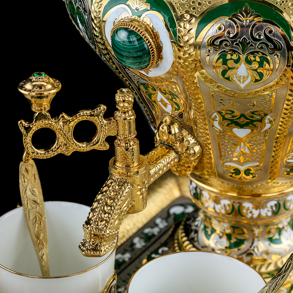 Самовар электрический 3 л с позолотой «Малахит». Златоуст - интернет магазин Русь Велика я фото 5