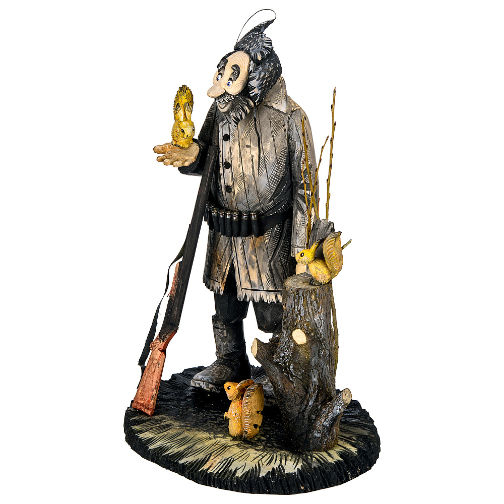 Резьба по дереву. Скульптура «Охотник и белка» - интернет магазин Русь Велика я фото 5