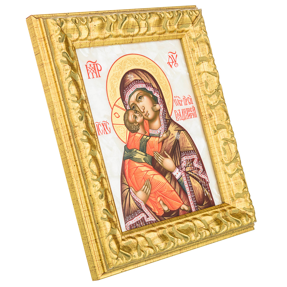 Икона на перламутре «Владимирская Божья Матерь» 14х17 см - интернет магазин Русь Велика я фото 1