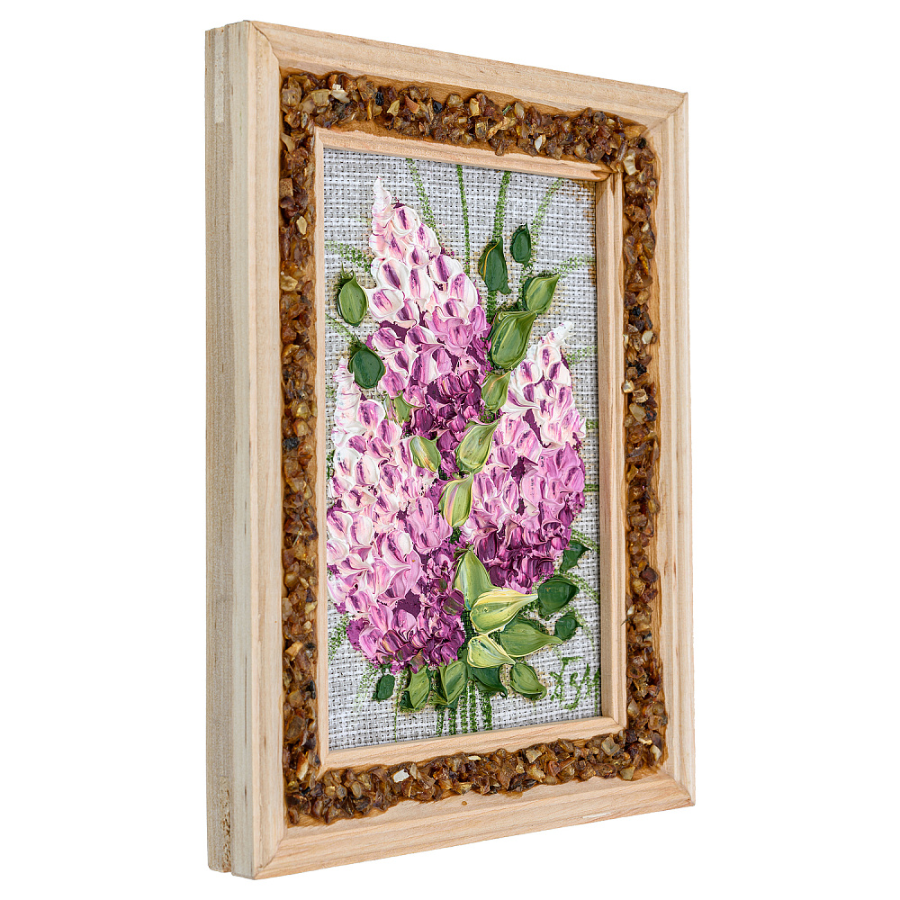 Панно в янтарной раме «Букет цветов» 12,5х16,5 см - интернет магазин Русь Велика я фото 1