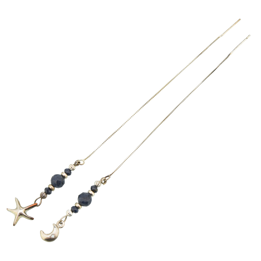 Серьги «Сапфировые огни». Черный сапфир - интернет магазин Русь Велика я фото 1